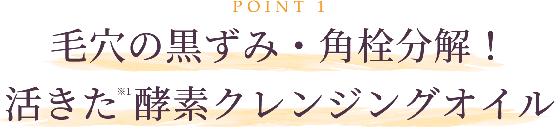 POINT1 毛穴の黒ずみ・角栓分解！活きた酵素クレンジングオイル