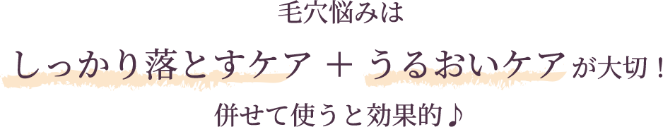 毛穴悩みはしっかり落とすケア ＋ うるおいケアが大切！併せて使うと効果的♪